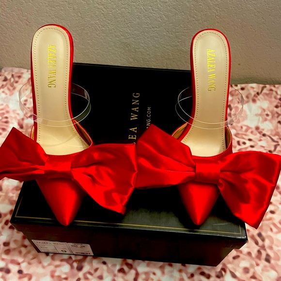 AKIRA Shoes - Azalea Wang Bow Tie Satin Stiletto Mules